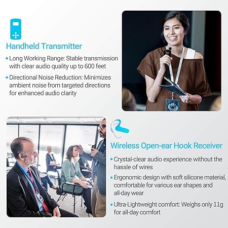 IndoorLink Handheld Wireless Tour Guide System, Tour Guide Audio System, Wide Working Range, Tour Guide Headsets for School Teaching, Factory Visit, Museum Visit, Exhibition, Court.(1T40R)
