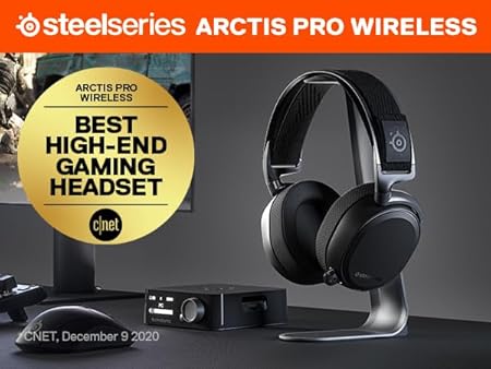SteelSeries Arctis Pro Wireless Gaming Headset - High Fidelity 2.4 GHz Wireless - Mixable Bluetooth - Non-Stop Dual Battery - OLED Base Station - AI Noise Canceling Mic - PC, PS5, PS4, Mobile - Black