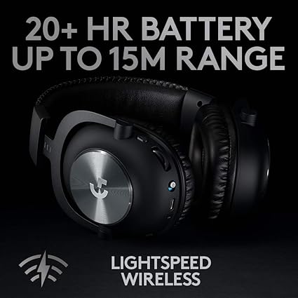 Logitech G PRO X Wireless LIGHTSPEED Gaming Headset with Blue VO!CE Mic Filter Tech, 50 mm PRO-G Drivers, and DTS Headphone:X 2.0 Surround Sound, 20+ Hour Battery Life - Black