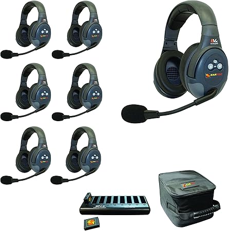 EARTEC Evade EVX7D Full Duplex Wireless Intercom System with 7 Dual Speaker Headsets